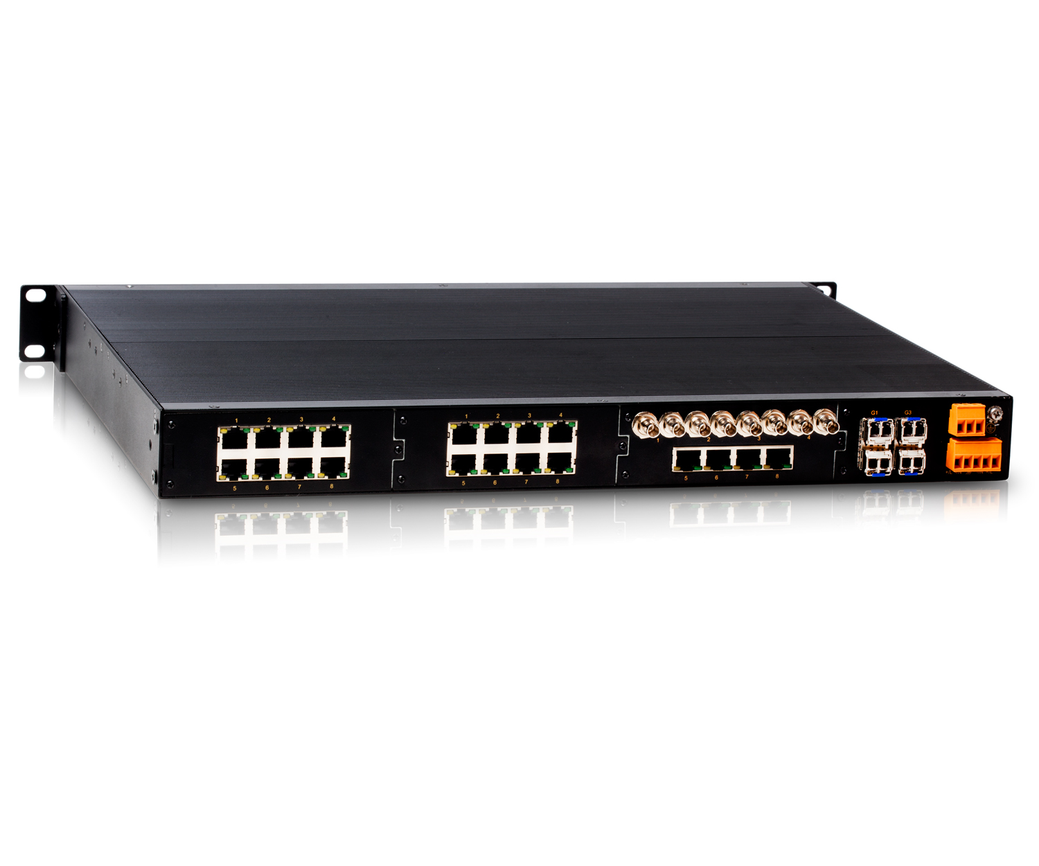 SICOM3024P-2GX16T-HV: Коммутатор 2 уровня с 2 слотами 1000Base-X SFP, 16  портами 10/100Base-T(X) (разъем RJ45), один вход питания 110-240 В перем.  или 110-220 В пост., Kyland