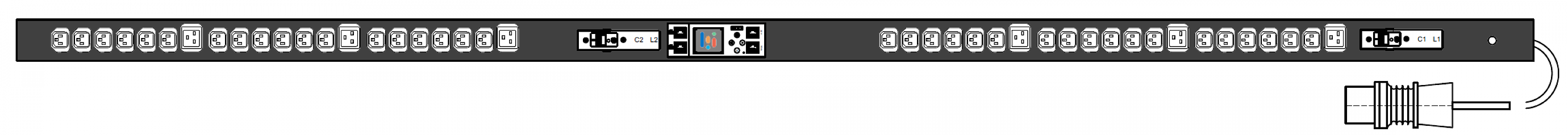 PWG2-9132-336-96-SIP POWERGuard2 PDU, 32A Single Phase ZeroU, 42 x IEC Sockets (36 x C13 - 6 x C19), Inlet Metering