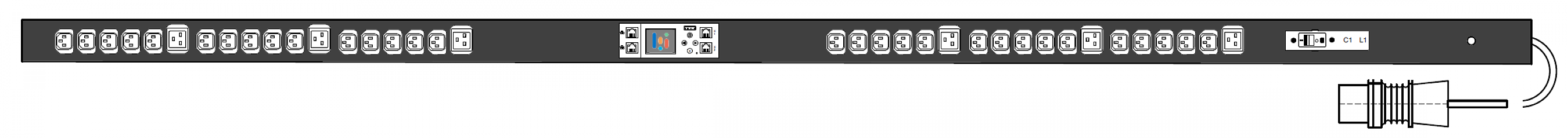 PWG2-9116-330-96-SIP POWERGuard2 PDU, 16A Single Phase ZeroU, 36 x IEC Sockets (30 x C13 - 6 x C19), Inlet Metering