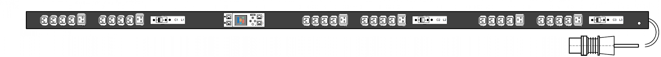 PWG2-9416-324-96-TIP POWERGuard2 PDU, 16A Three Phase ZeroU, 30 x IEC Sockets (24 x C13 - 6 x C19), Outlet Metering & Switching