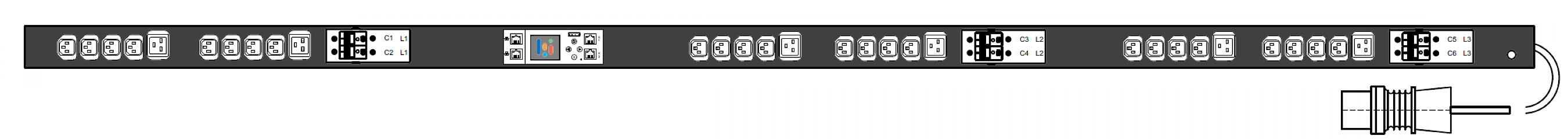 PWG2-9132-324-96-TIP POWERGuard2 PDU, 32A Three Phase ZeroU, 30 x IEC Sockets (24 x C13 - 6 x C19), Inlet Metering