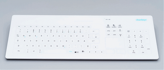Клавиатура промышленная емкостная беспроводная TKR-103-TOUCH-RF-KGEH-VESA-WHITE-USB-US/EU (KR24231)