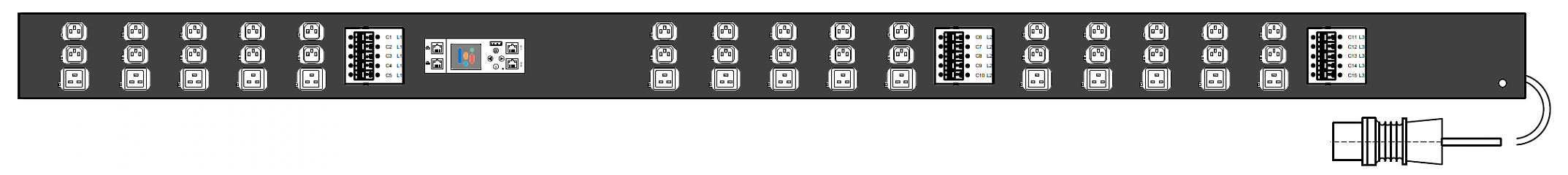 PWG2-91100-330-915-TIP POWERGuard2 PDU, 100A Three Phase ZeroU, 45 x IEC Sockets (30 x C13 - 15 x C19), Inlet Metering