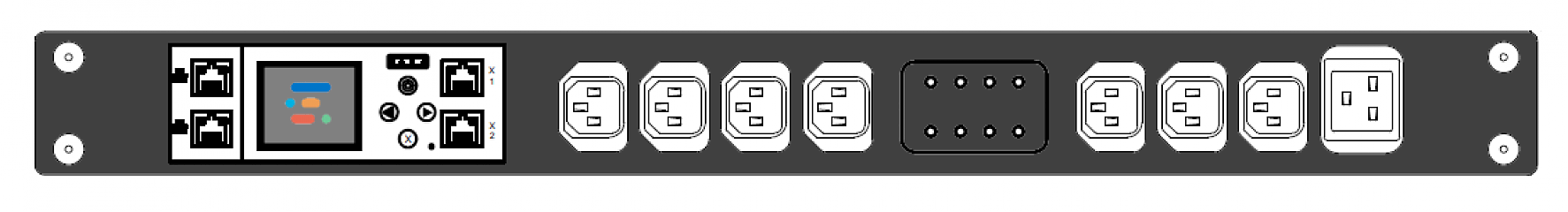 PWG2-9416-307-91-SIPH POWERGuard2 PDU, 16A Single Phase 1U, 8 x IEC Sockets (7 x C13 - 1 x C19), Outlet Metering  & Switching