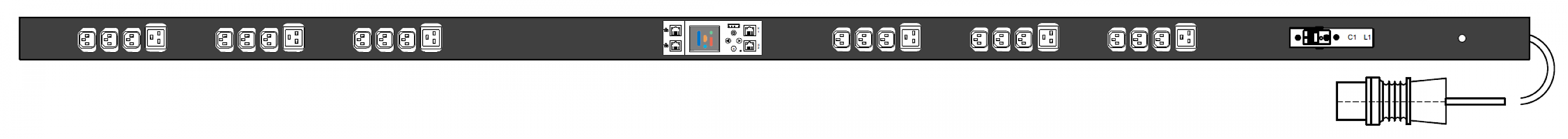 PWG2-9116-318-96-SIP POWERGuard2 PDU, 16A Single Phase ZeroU, 24 x IEC Sockets (18 x C13 - 6 x C19), Inlet Metering