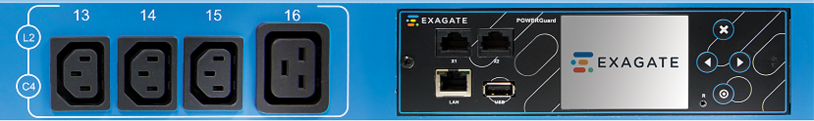 PWG-9316-318-96-SIP POWERGuard PDU, 16A Single Phase ZeroU, 24 x IEC Sockets (18 x C13 - 6 x C19), Outlet Metering (BLUE)