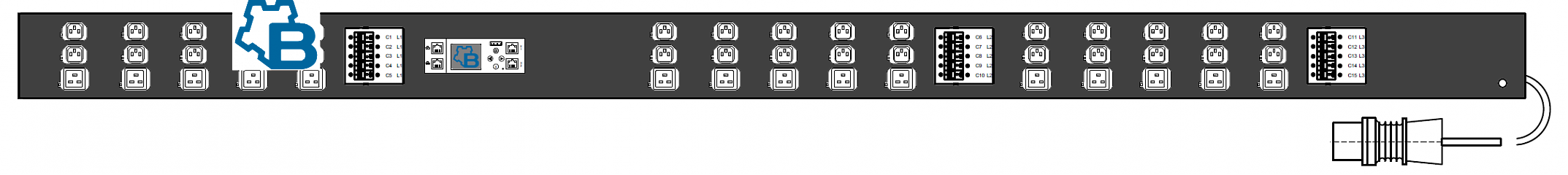 PWG2-91100-330-915-TIP : 100А 400В 3Ф 0U, (30*C13 + 15*C19), Общий мониторинг