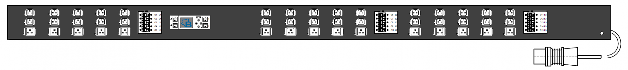PWG2-91100-330-915-TIP : 100А 400В 3Ф 0U, (30*C13 + 15*C19), Общий мониторинг