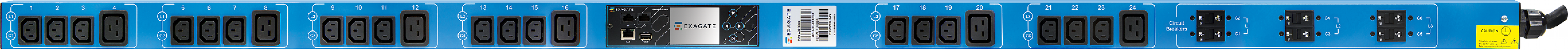 PWG-9116-318-96-SIP POWERGuard PDU, 16A Single Phase ZeroU, 24 x IEC Sockets (18 x C13 - 6 x C19), Inlet Metering