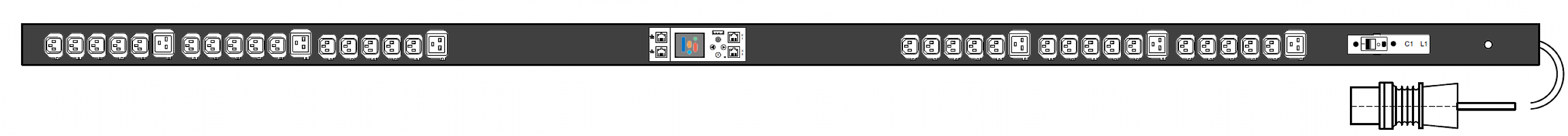 PWG2-9416-330-96-SIP POWERGuard2 PDU, 16A Single Phase ZeroU, 36 x IEC Sockets (30 x C13 - 6 x C19), Outlet Metering & Switching