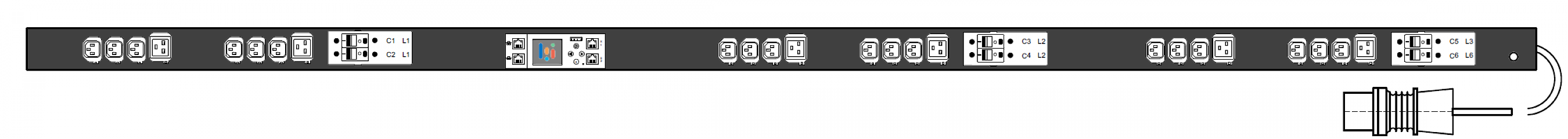 PWG2-9432-318-96-TIP POWERGuard2 PDU, 32A Three Phase ZeroU, 24 x IEC Sockets (18 x C13 - 6 x C19), Outlet Metering & Switching
