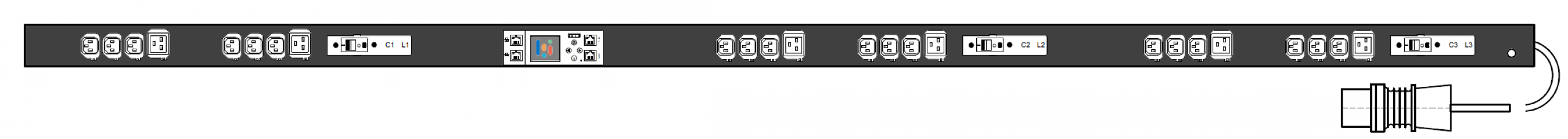 PWG2-9416-318-96-TIP POWERGuard2 PDU, 16A Three Phase ZeroU, 24 x IEC Sockets (18 x C13 - 6 x C19), Outlet Metering & Switching
