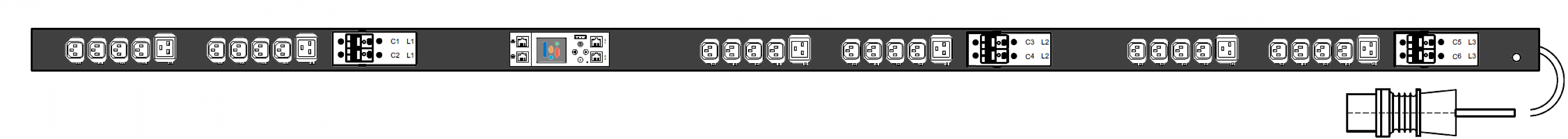 PWG2-9332-324-96-TIP POWERGuard2 PDU, 32A Three Phase ZeroU, 30 x IEC Sockets (24 x C13 - 6 x C19), Outlet Metering
