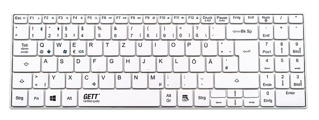 Компактная беспроводная клавиатура TKL-100-GCQ-AM-BT-IP65-WHITE-USB-US/CYR (KL24212+)