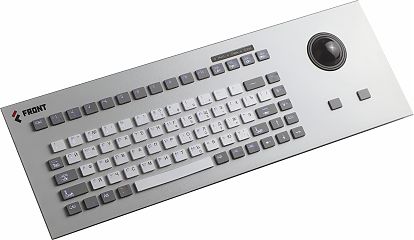 Клавиатура FRONT Key 405TB [BL-USB] встраиваемая, русифицированная, 83 клавиши (силикон), передняя панель из алюминия, трекбол 38мм, подсветка