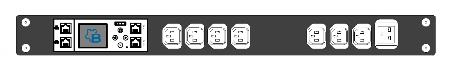 PWG2-9116-307-91-SIPH : 16А 230В 1Ф 1U, (7*C13 + 1*C19), Общий мониторинг