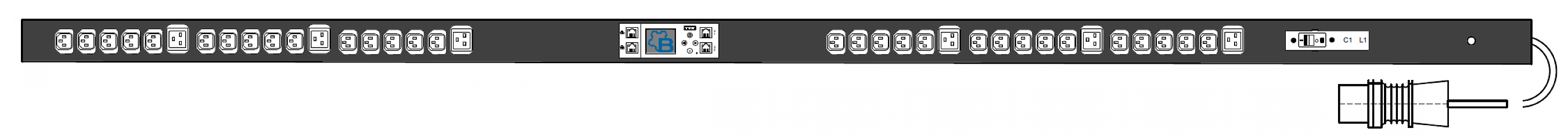 PWG2-9116-330-96-SIP : 16А 230В 1Ф 0U, (30*C13 + 6*C19), Общий мониторинг
