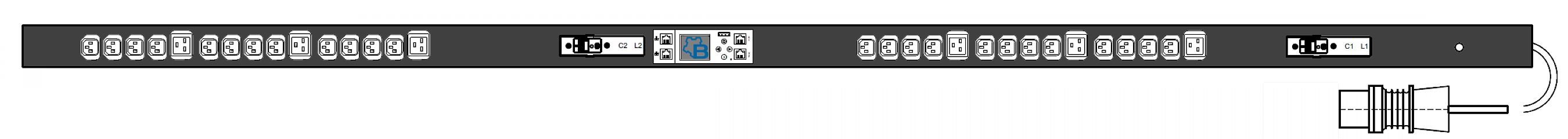 PWG2-9132-324-96-SIP : 32А 230В 1Ф 0U, (24*C13 + 6*C19), Общий мониторинг
