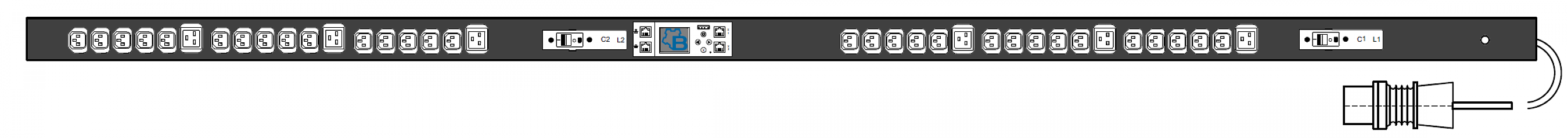 PWG2-9132-330-96-SIP : 32А 230В 1Ф 0U, (30*C13 + 6*C19), Общий мониторинг