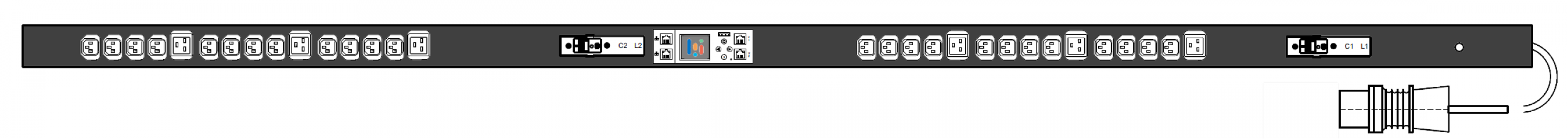 PWG2-9132-324-96-SIP POWERGuard2 PDU, 32A Single Phase ZeroU, 30 x IEC Sockets (24 x C13 - 6 x C19), Inlet Metering