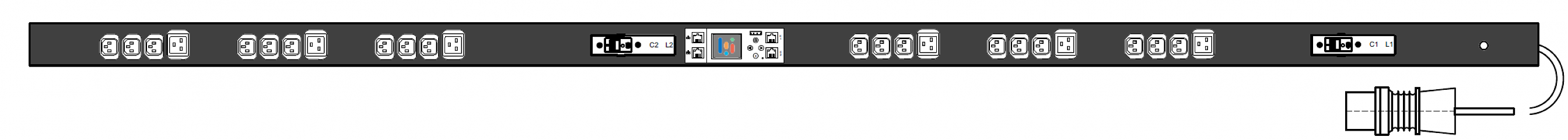 PWG2-9132-318-96-SIP POWERGuard2 PDU, 32A Single Phase ZeroU, 24 x IEC Sockets (18 x C13 - 6 x C19), Inlet Metering