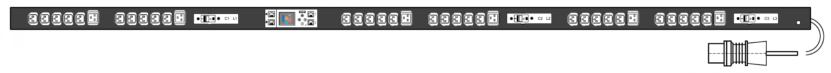PWG2-9116-330-96-TIP POWERGuard2 PDU, 16A Three Phase ZeroU, 36 x IEC Sockets (30 x C13 - 6 x C19), Inlet Metering