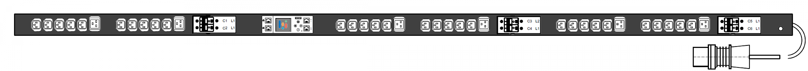 PWG2-9132-330-96-TIP POWERGuard2 PDU, 32A Three Phase ZeroU, 36 x IEC Sockets (30 x C13 - 6 x C19), Inlet Metering
