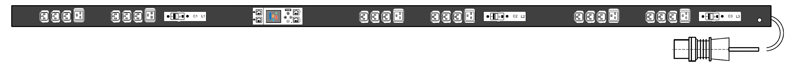 PWG2-9116-318-96-TIP POWERGuard2 PDU, 16A Three Phase ZeroU, 24 x IEC Sockets (18 x C13 - 6 x C19), Inlet Metering