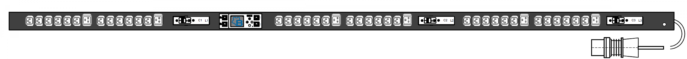 PWG2-9116-336-96-TIP : 16А 400В 3Ф 0U, (36*C13 + 6*C19), Общий мониторинг