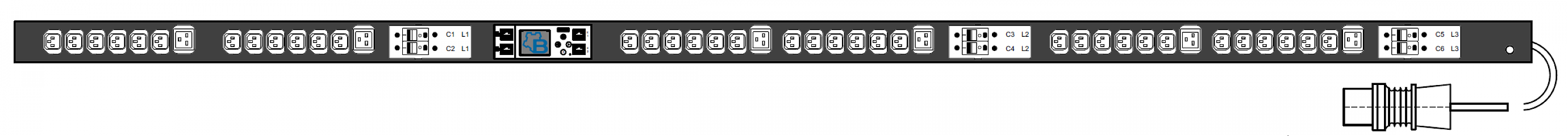 PWG2-9132-336-96-TIP : 32А 400В 3Ф 0U, (36*C13 + 6*C19), Общий мониторинг