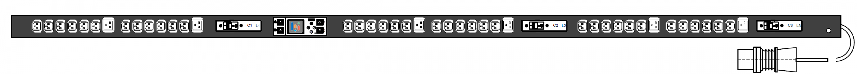 PWG2-9116-336-96-TIP POWERGuard2 PDU, 16A Three Phase ZeroU, 42 x IEC Sockets (36 x C13 - 6 x C19), Inlet Metering