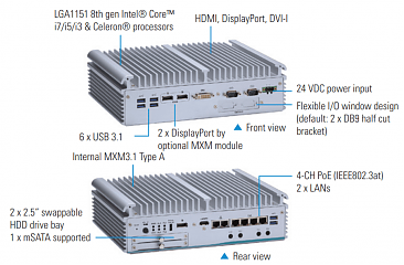 Компактный встраиваемый компьютер eBOX671-521-FL-DC-4PoE (уценка 2)