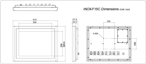 панельный компьютер INOX-F15C-ULT3 с корпусом из нержавеющей стали 