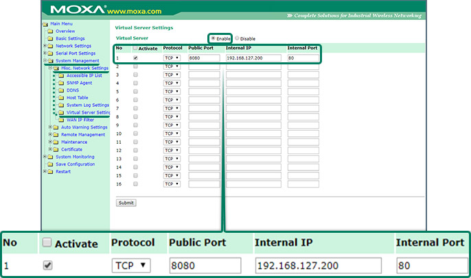 Скриншот web-интерфейса устройства OnCell G3110