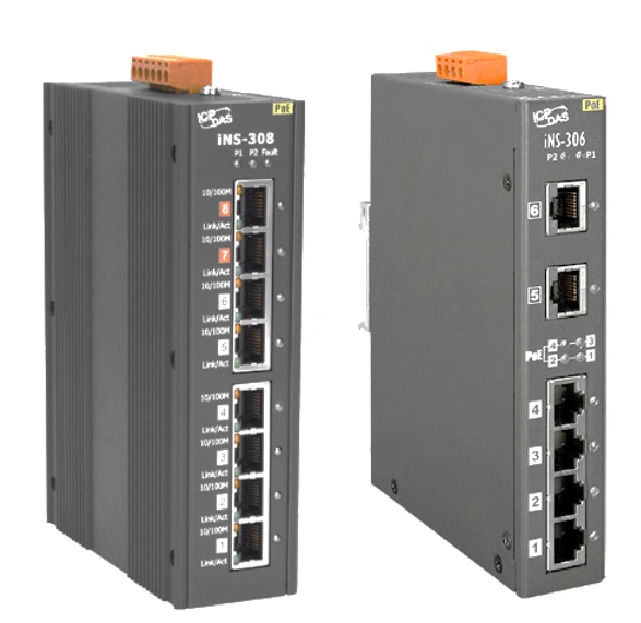 ISN-306, ISN-308 – 6/8-портовый IoT-коммутатор с PoE (PSE) 10/100М