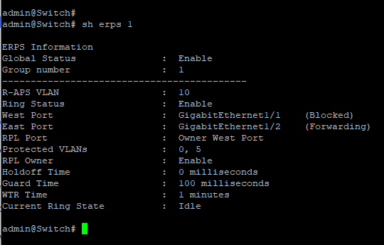 Настройка протокола резервирования ERPS Настройка протокола резервирования ERPS